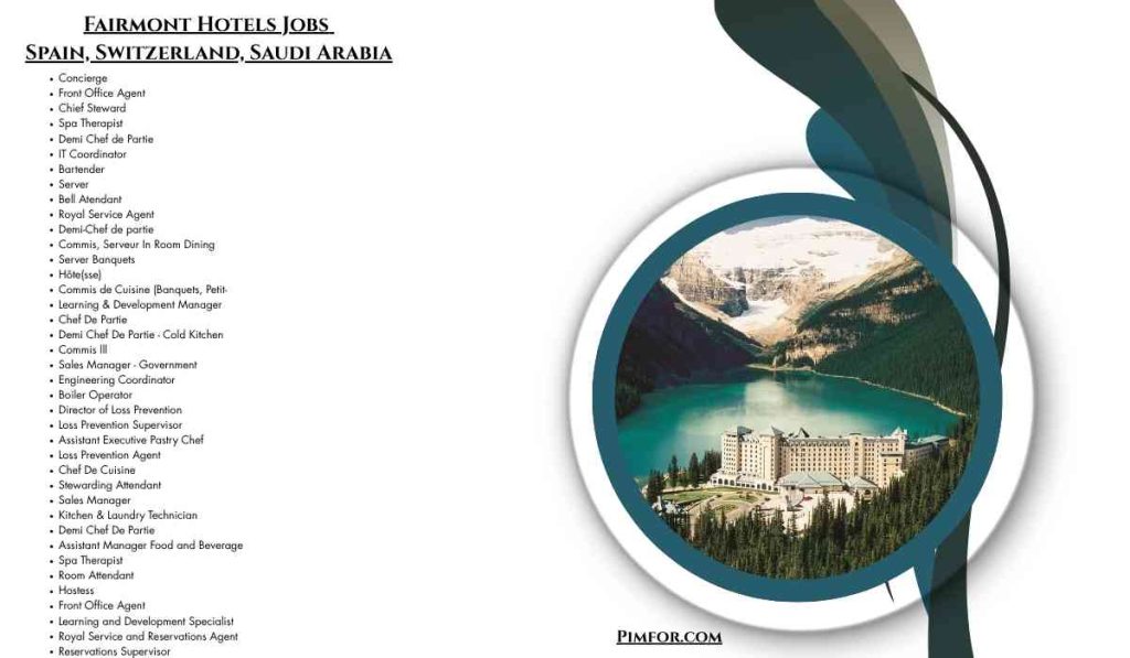 Fairmont Hotels Jobs Spain, Switzerland, Saudi Arabia